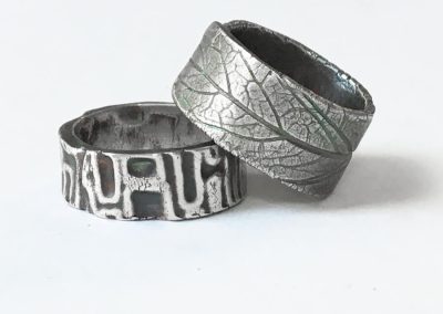 Art Clay ezüstgyurma workshop - ezüst gyűrűk geometrikus és növényi lenyomattal és antikolással.