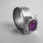 Art Clay Silver ezüstgyurmából készült ezüstgyűrű lila, ovális kővel