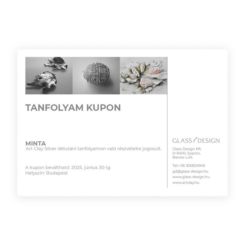 Art Clay silver névre szóló workshop kupon minta képe